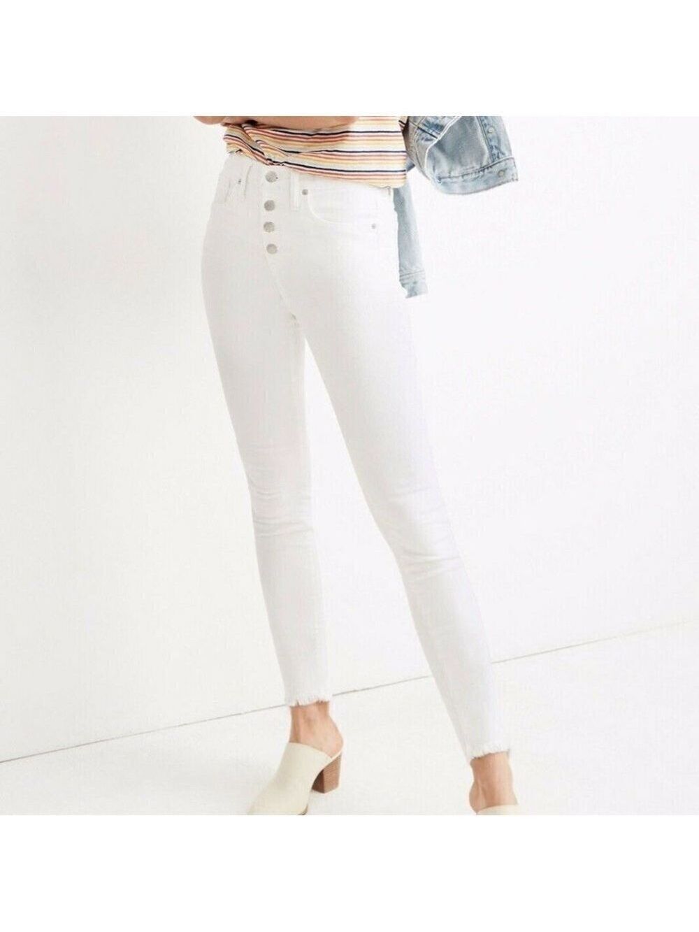 Madewell BNWOT Womens 9" mid-rise skinny white jeans New button fly
